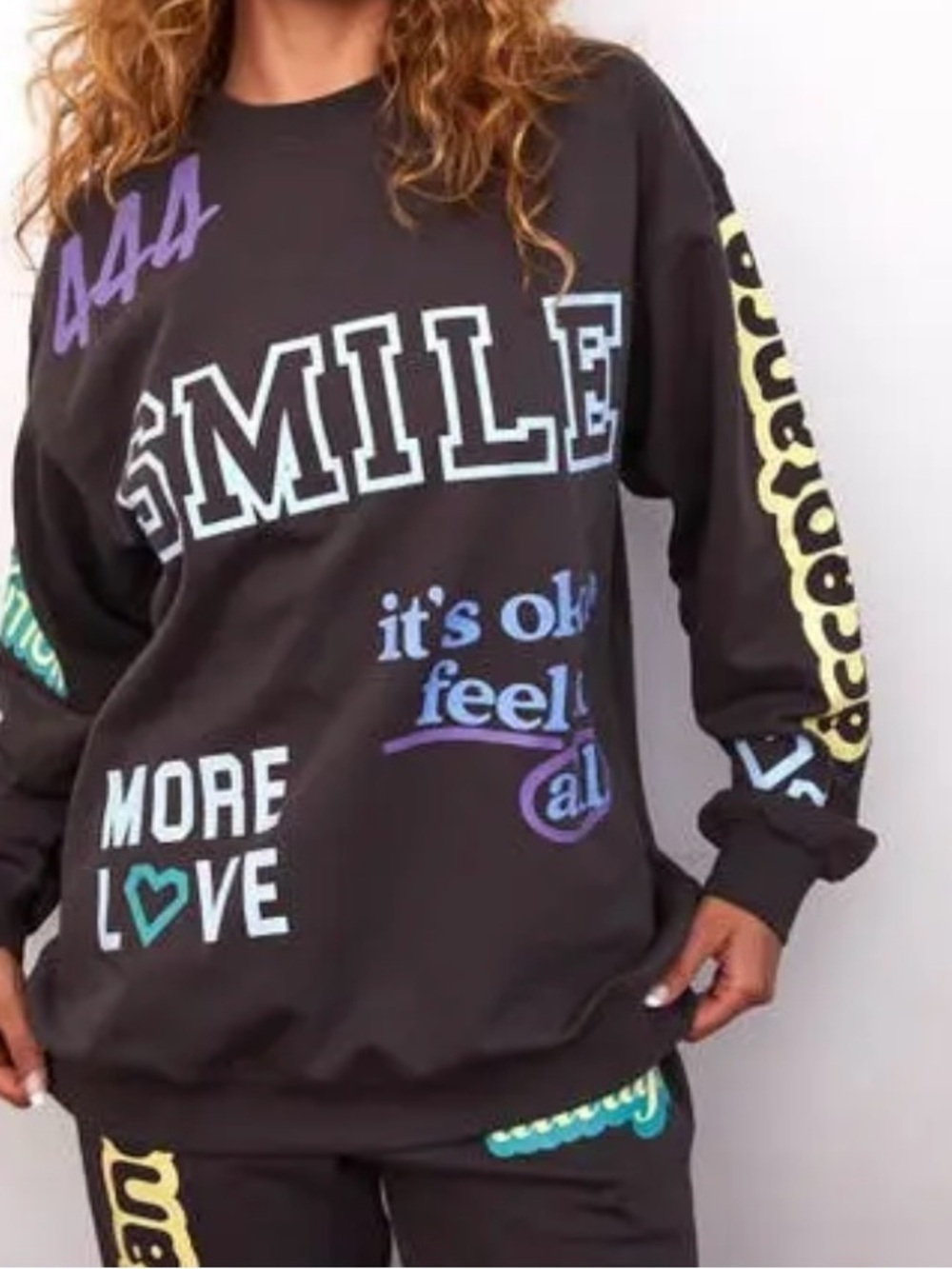 Black 'SMILE' Graphic Pullover Sweatshirt - Women
